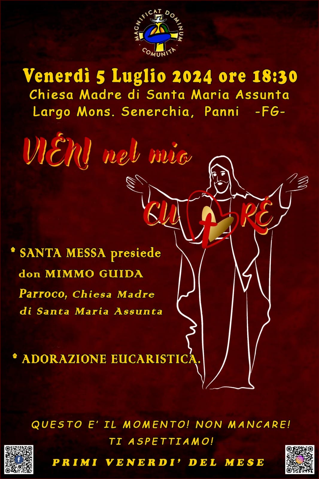 VIENI NEL MIO CUORE 5 luglio 2024 – h. 18,30