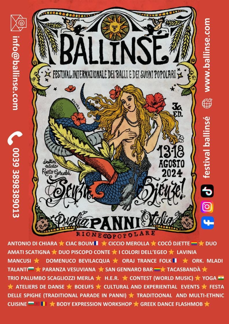 BALLINSE’ – Festival internazionale dei balli e dei suoni popolari – 3a ed. 13 – 18 agosto 2024 – PANNI