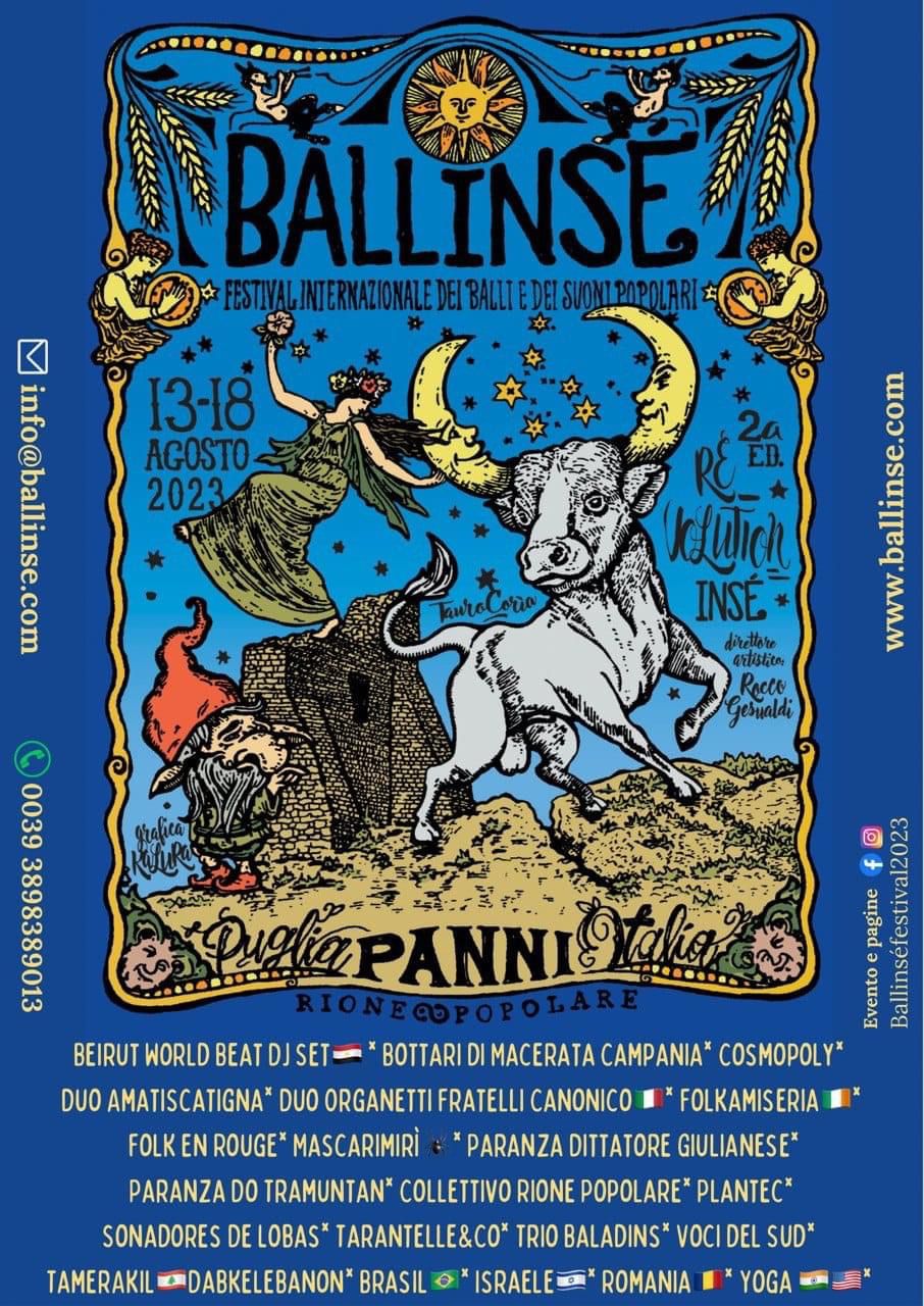 BALLINSE’. Festival internazionale dei balli e dei suoni popolari. 2a ed. 13 – 18 agosto 2023 – PANNI